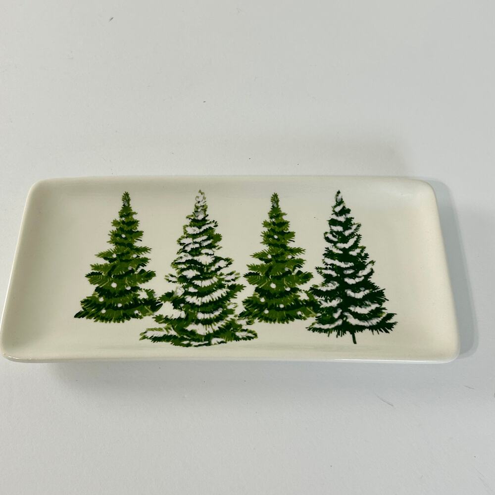 Maxcera Tree Platter 10.5" Christmas Holiday Winter Tray Rectangle